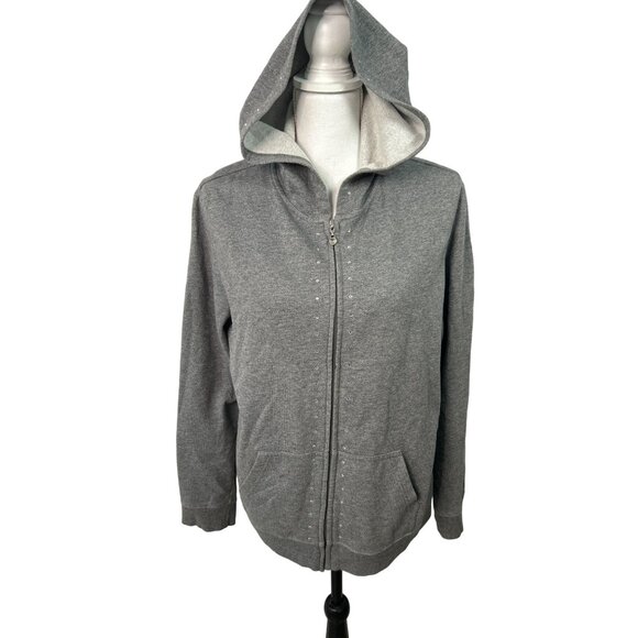NY&C Sport Zip Front Gray Hoodie Womens‎  L Athleisure Cotton Activewear - Picture 1 of 8
